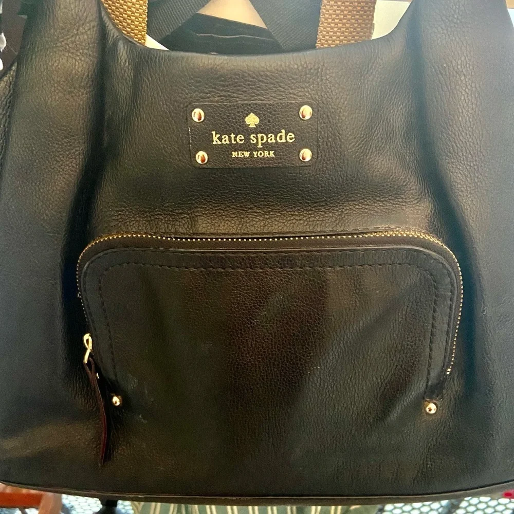Kate Spade Baxter Street Stevie Black Leather Satchel Shoulder Bag Pre-Owned